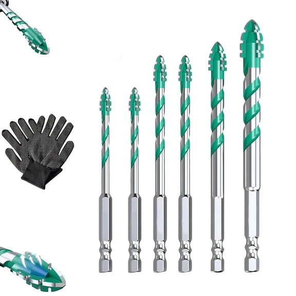 Beooshop Four Blade Serrated Eccentric Drill Bits, 4-Flute Serrated Edge Drill Bit Set, Vrsgs Bits for Concrete/Tile/Metal/Glass/Plastic, for DIY, Engineers, Architects (Model B)