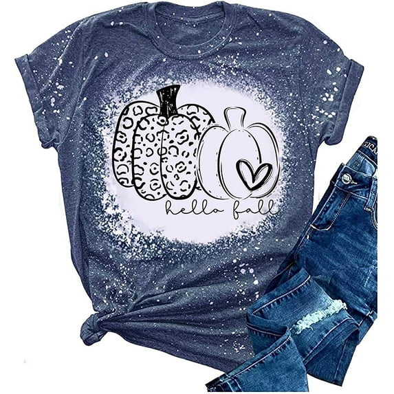 Beopjesk Short Sleeve Crew Neck Leopard Pumpkin T-Shirt (Women's)