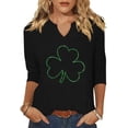 thumbnail image 1 of Beopjesk Womens Casual 3/4 Sleeve V Neck St Patrick's Day Shirts Heart Graphic Tees Lucky Shamrock Shirts, 1 of 1
