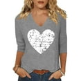 thumbnail image 1 of Beopjesk Womens Casual Love Heart Shirts 3/4 Sleeve Valentine's Day Tees St Patrick's Day Graphic Tees Tops, 1 of 1