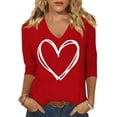 thumbnail image 1 of Beopjesk Womens Casual Love Heart Shirts 3/4 Sleeve Valentine's Day Tees St Patrick's Day Graphic Tees Tops, 1 of 1