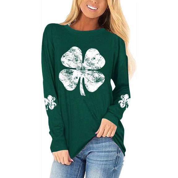 Beopjesk Womens Casual St Patrick's Day Shirts Heart Graphic Tees Lucky Shamrock Shirts