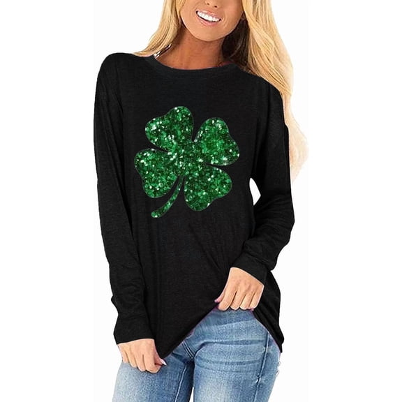 Beopjesk Womens Casual St Patrick's Day Shirts Heart Graphic Tees Lucky Shamrock Shirts