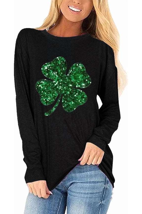 Womens Casual St Patrick's Day Shirts Heart Graphic Tees Lucky Shamrock Shirts