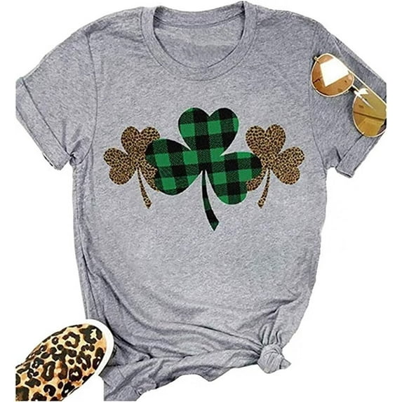 Beopjesk Womens Casual St Patrick's Day Shirts Heart Graphic Tees Lucky Shamrock Shirts