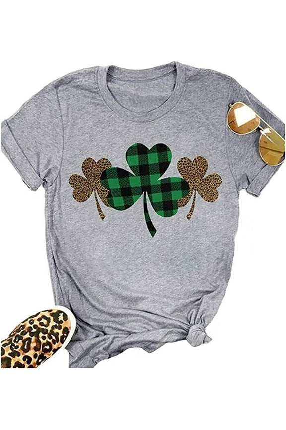 Womens Casual St Patrick's Day Shirts Heart Graphic Tees Lucky Shamrock Shirts
