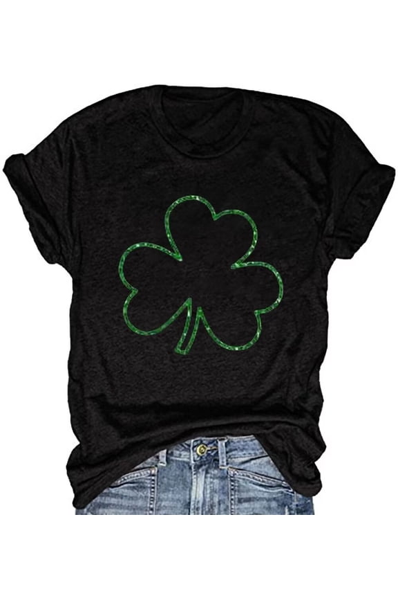 Womens Casual St Patrick's Day Shirts Heart Graphic Tees Lucky Shamrock Shirts