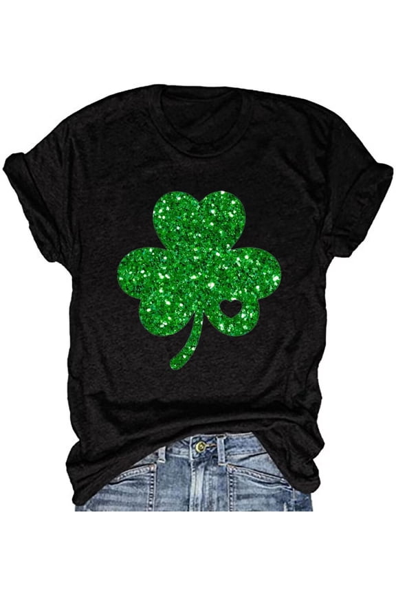 Womens Casual St Patrick's Day Shirts Heart Graphic Tees Lucky Shamrock Shirts
