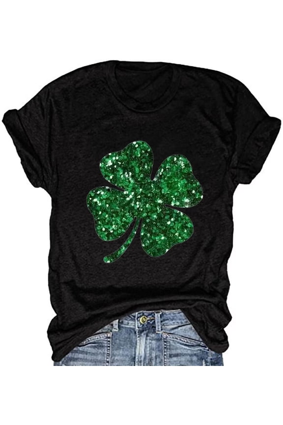 Womens Casual St Patrick's Day Shirts Heart Graphic Tees Lucky Shamrock Shirts