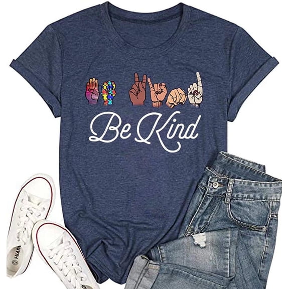 Beopjesk Womens Love Autism Awareness Shirts Short Sleeve Round Neck Autistic Support Graphic Tees Tops