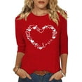thumbnail image 1 of Beopjesk Womens Love Heart Shirts 3/4 Sleeve Valentine's Day St Patrick's Day Graphic Tees, 1 of 1