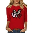 thumbnail image 1 of Beopjesk Womens Love Heart Shirts 3/4 Sleeve Valentine's Day St Patrick's Day Graphic Tees, 1 of 1
