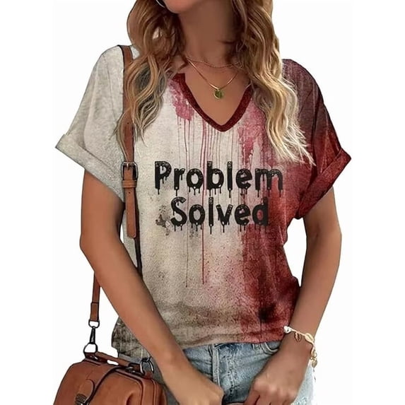 Beopjesk Womens Short Sleeve V Neck Halloween Shirts Thanksgiving Fall Graphic Tees