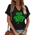 thumbnail image 1 of Beopjesk Womens Short Sleeve V Neck St Patrick's Day T Shirts Heart Lucky Shamrock Graphic Tees, 1 of 1