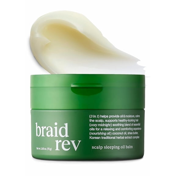 Bephor Braid Rev Scalp Sleeping Oil Balm, Balm-to-Oil Formula, Nourishing for Dry Scalp with Coconut Oil & Shea Butter, Reduces Excess Oil & Strengthens Hair Roots for Less Breakage, 2.65 oz