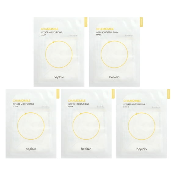 Beplain Intense Moisturizing Beauty Mask, Chamomile, 5 Sheets, 0.84 fl oz (25 ml) Each