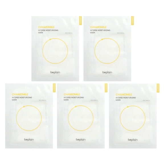 Beplain Intense Moisturizing Beauty Mask, Chamomile, 5 Sheets, 0.84 fl oz (25 ml) Each