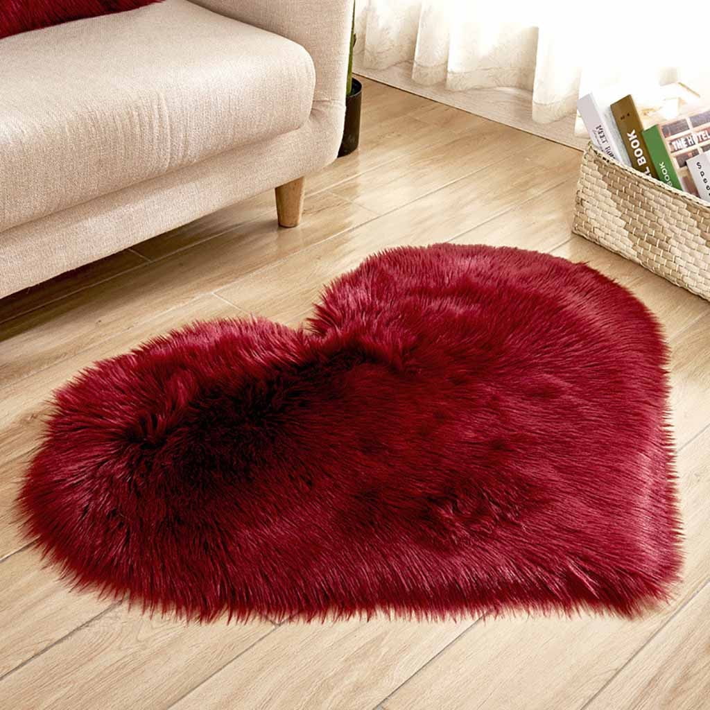 Beppter 1 Heart-Shaped Rug,Wool Imitation Sheepskin Rugs Faux Fur Non ...