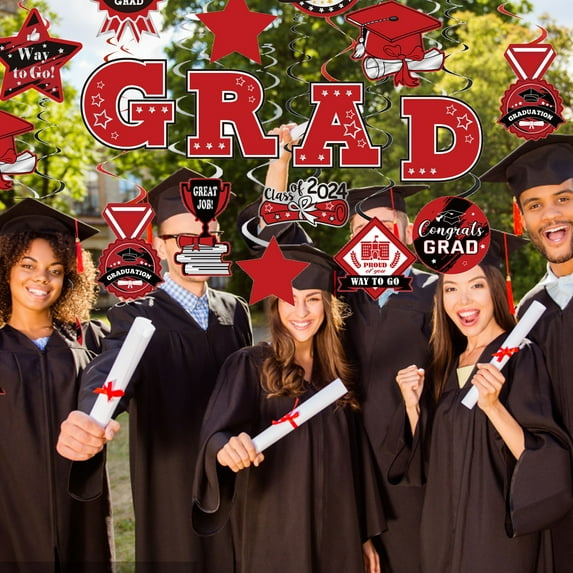 Beppter 16PC,2024 Graduation Party Decorations We Are Proud Of You Graduation Banners and Congratulations Graduates Hanging Swirls College Graduation Decoration 2024 Party Supplies