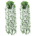 thumbnail image 1 of Beppter Artificial Flowers,Artificial Hanging Plant Eucalyptus Leaf Vine Fake Potted Indoor and Outdoor Decoration 2Pcs, 1 of 8