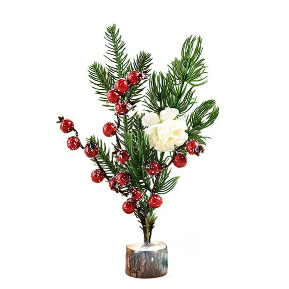 Beppter Christmas Decoration Flowers Bouquet Mini Christmas Tree Table Decorations Trees Tabletop Centerpiece Berries Branches for Office Desk Shelf Mantle Kitchen Counter Home Holiday Winter Party