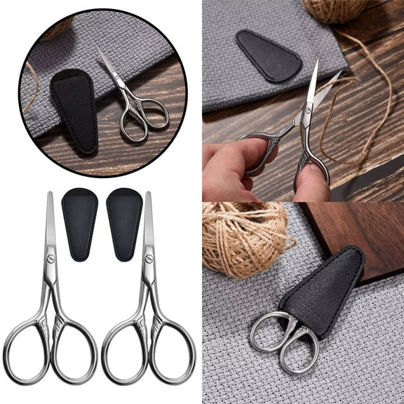 Beppter Trim Tool 2* Scissors, 2* Holster Stainless Steel Beard Strap Beauty Supplies Scissors Makeup Scissors Eyebrow Scissors Nose Hair Scissors Eyelash Scissors