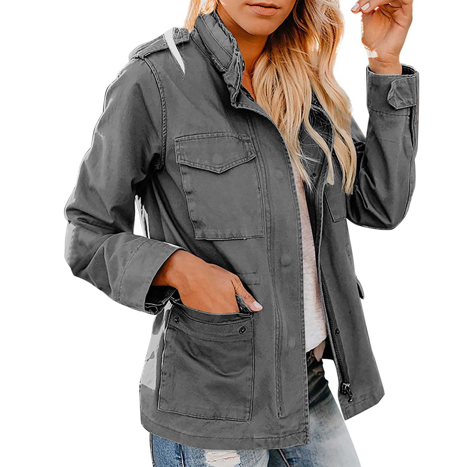 Beppter Women Military Jacket Zip Up Lightweight Women's Beppter Women Military Jacket Zip Up Lightweight Women's