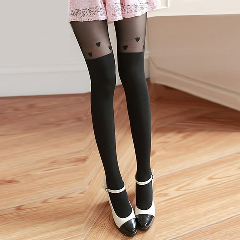 Faux Thigh High Socks- Black Tights that Look like Thigh Highs