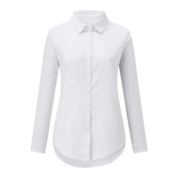 Beppter Women's Long Sleeve Solid Color Button Turn-down Collar Shirts Blouses Tops Long Shirt Women Womens Cotton Short Sleeve Shirts Womens Oversized Tee Shirts