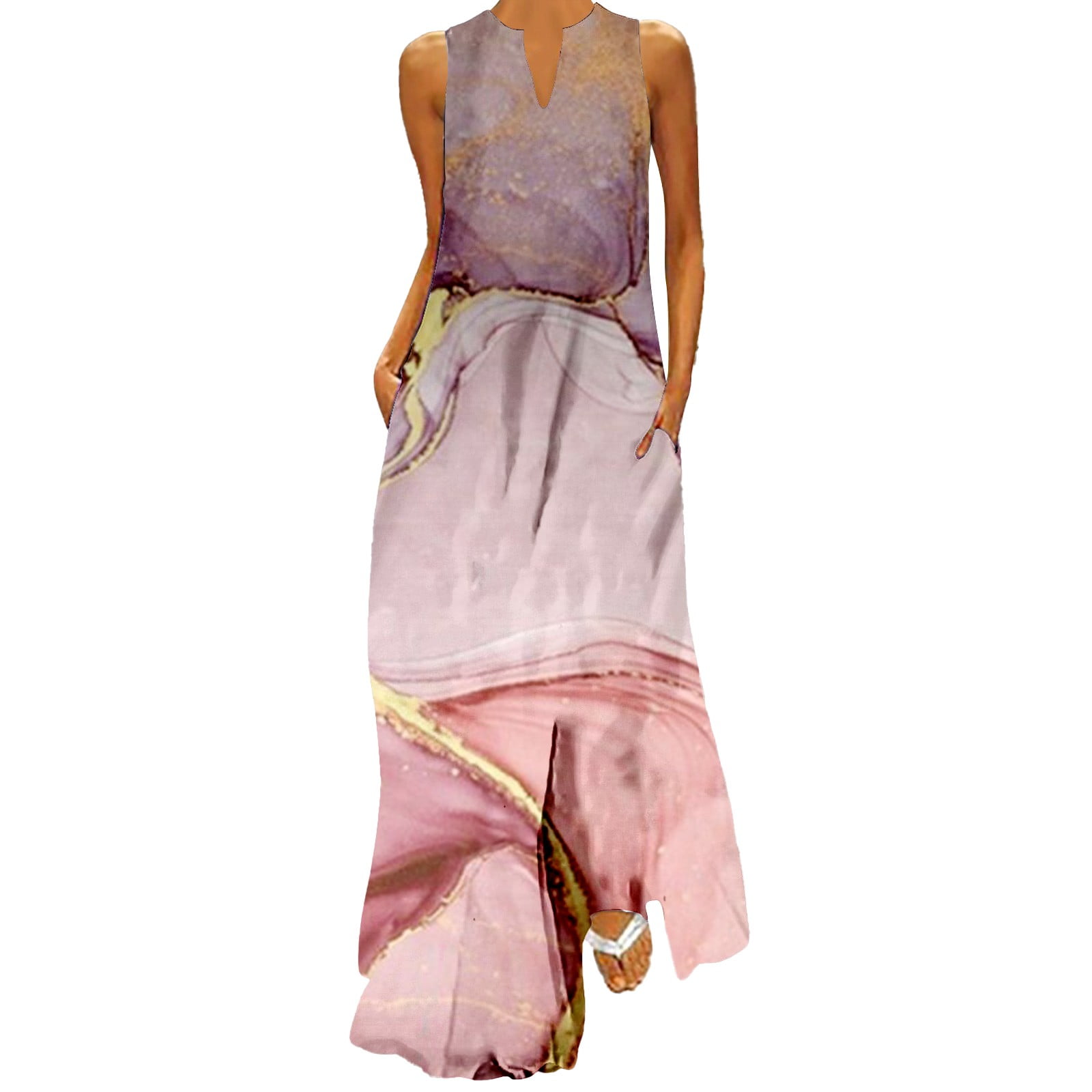 Beppter Women's Summer Maxi Dress Casual Loose Sleeveless Long Dress ...