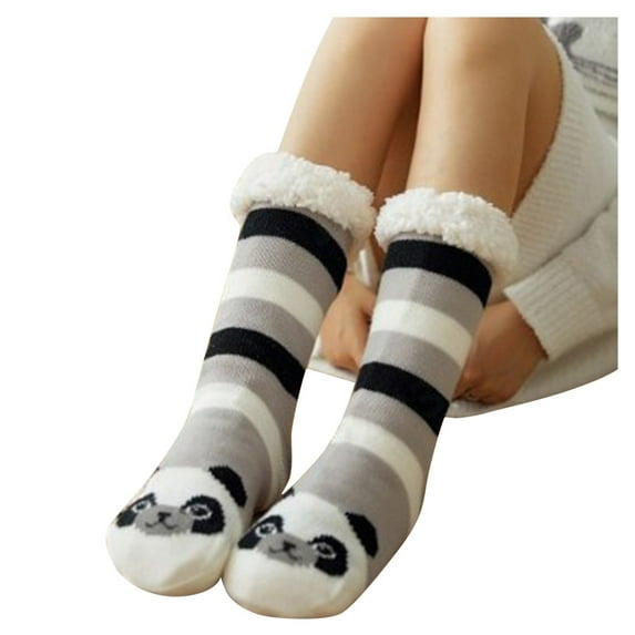Beppter Women's Winter Super Soft Warm Fuzzy Fleece-Lined Grippers Slipper Socks Women Running with Women's Tube Socks Cotton Socks for Women