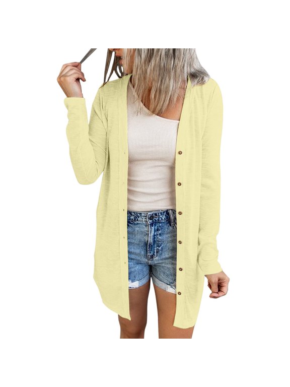 Womens Open Front Lightweight Long Cardigan Button Down Loose Solid Outerwear Cardigans Dressy Striped Sweater Tunic Open Weave Cardigan