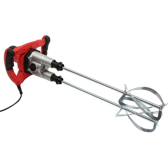 Bepritm 2800W Dual-Paddle Electric Mortar Mixer, 6-Speed Adjustable Handheld Cement Mixer, Double Auger Mixers for Mixing Concrete, Motar, Paint, Mud, Grout, Plaster, Thinset, Mince (Red)