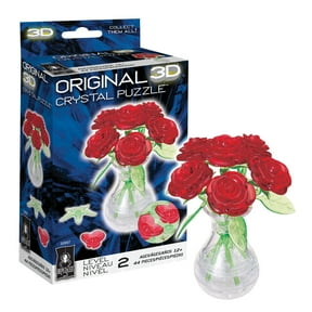 Roses in Vase Original 3D Crystal Puzzle from BePuzzled, Ages 12 and Up
