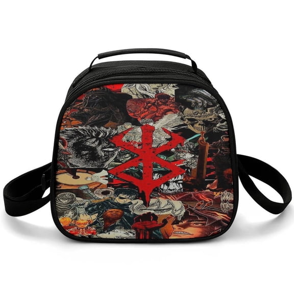 Ber-serk Lunch Bag Small Lunch Box Shoulder Strap Reusable Food Tote Bag for Snacks Drinks