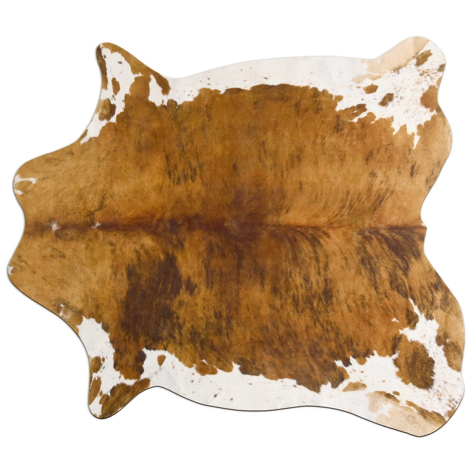 Beraliy Cowhide Rug, 4.6 x 5.2 ft Large Cow Print Rug for Bedroom, Faux Fur Animal Cow Hide