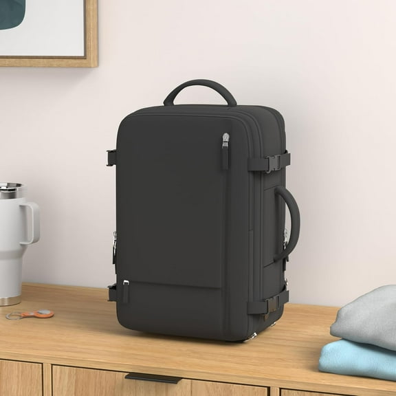 Beraliy Travel Backpack for Men Women, Large Carry On Airline Approved 17 Inch Laptop Bag Black