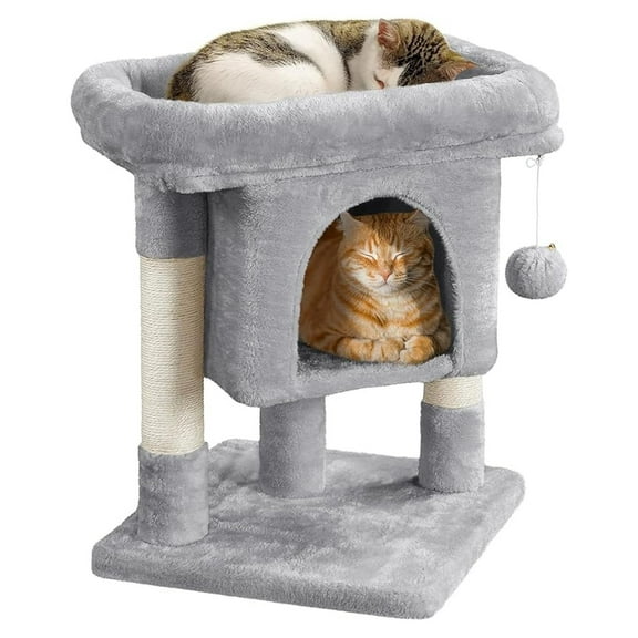 Beran7 23.5in Cat Tree Tower, Cat Condo with Sisal-Covered Scratching Posts, Cat House Activity Center Furniture for Kittens, Cats and Pets - Light Gray