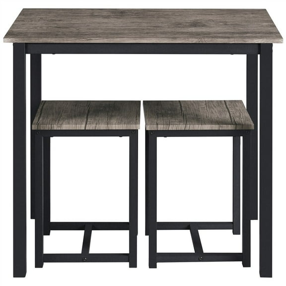 Beran7 3 Piece Dining Table Set - Kitchen Table & Chair Sets for 2 - Compact Table w/ 2 Stools & Space Saving Design for Dining Room Living Room Kitchen,Drift Brown