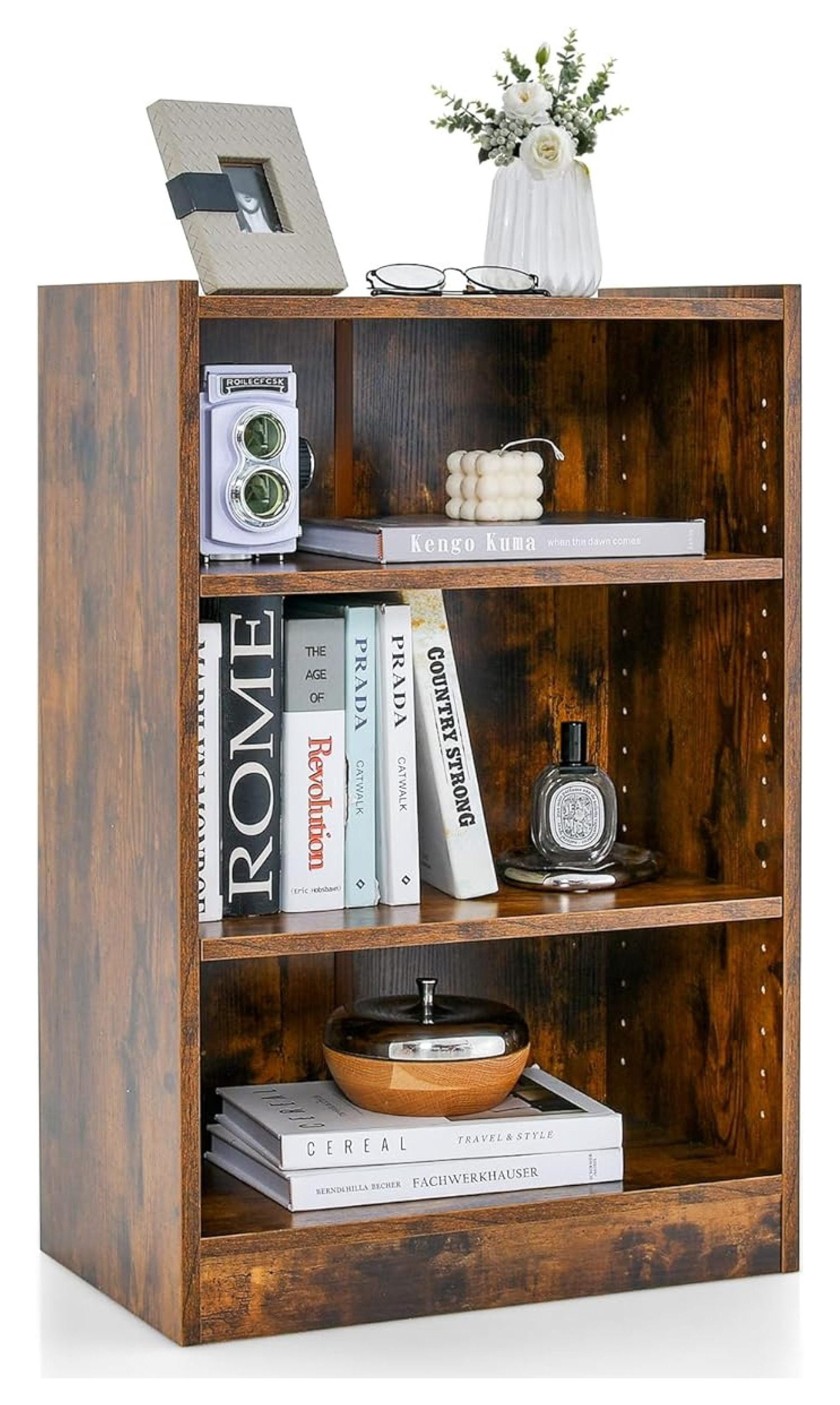 Beran7 3 Tier Bookcase, Floor Standing Open Bookshelf with 18-Position ...