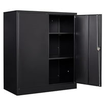 Beran7 36 inch Metal Storage Cabinet with Doors and Shelves,Small Black Locking Garage Cabinet,Lockable Short Steel Cabinets for Home,Office,Shop,Garage