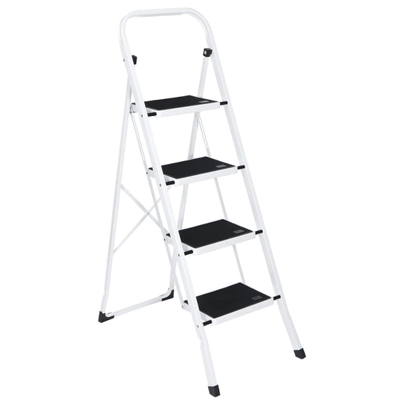 Beran7 4 Step Ladder, Folding Step Stool with Wide Anti-Slip Pedal, 330lbs Sturdy Steel Ladder for Adults, Portable Steel Step Stool for Home Kitchen Office
