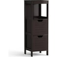 thumbnail image 1 of Beran7 Bathroom Floor Cabinet, Narrow Wood Storage Cabinet w/2 Switchable Drawers, Multifunctional Side Cabinet for Bathroom, Freestanding Small Cabinet for Small Spaces, 12 x 12 35 Inch (Espresso), 1 of 10