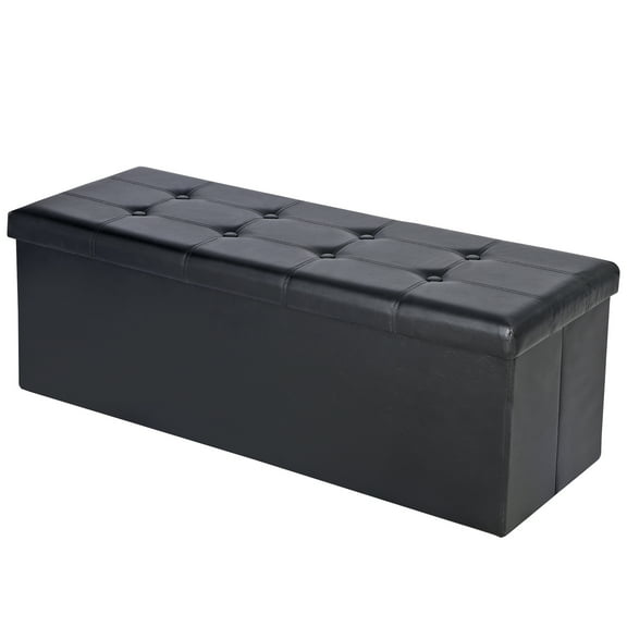 Beran7  Black Storage Ottoman Footstool: Multi-Purpose with Spacious Hidden Compartment, Space-Saving for Living Room/Bedroom/Entryway | Sturdy, Comfortable Seat & Footrest