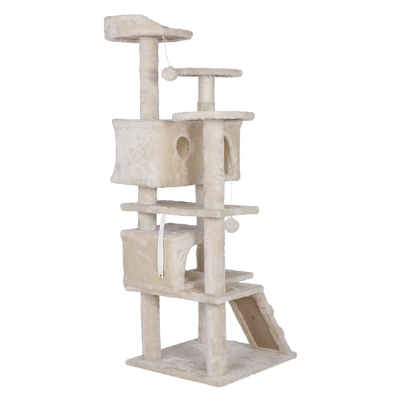 Beran7 Cat Tree  Cat Tower Multi-Level Durable Cat Scratching Post & Cozy Fun Cat Jumping Platform Space Saving Cat Condo Pet Play House for Indoor Cats,Beige