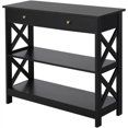 thumbnail image 1 of Beran7 Console Table with Drawer,  Narrow Sofa Table with Storage Shelves, 3-Tier Wood Entryway Table for Hallway/Living Room/Foyer, Black, 1 of 8