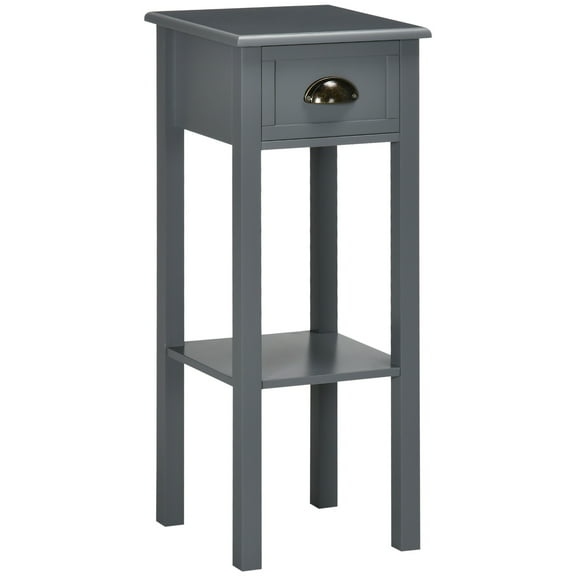 Beran7 French Country 1 Drawer Accent End Table - Traditional Farmhouse Side Table with Storage Drawer and Shelf for Living Room,Grey×1