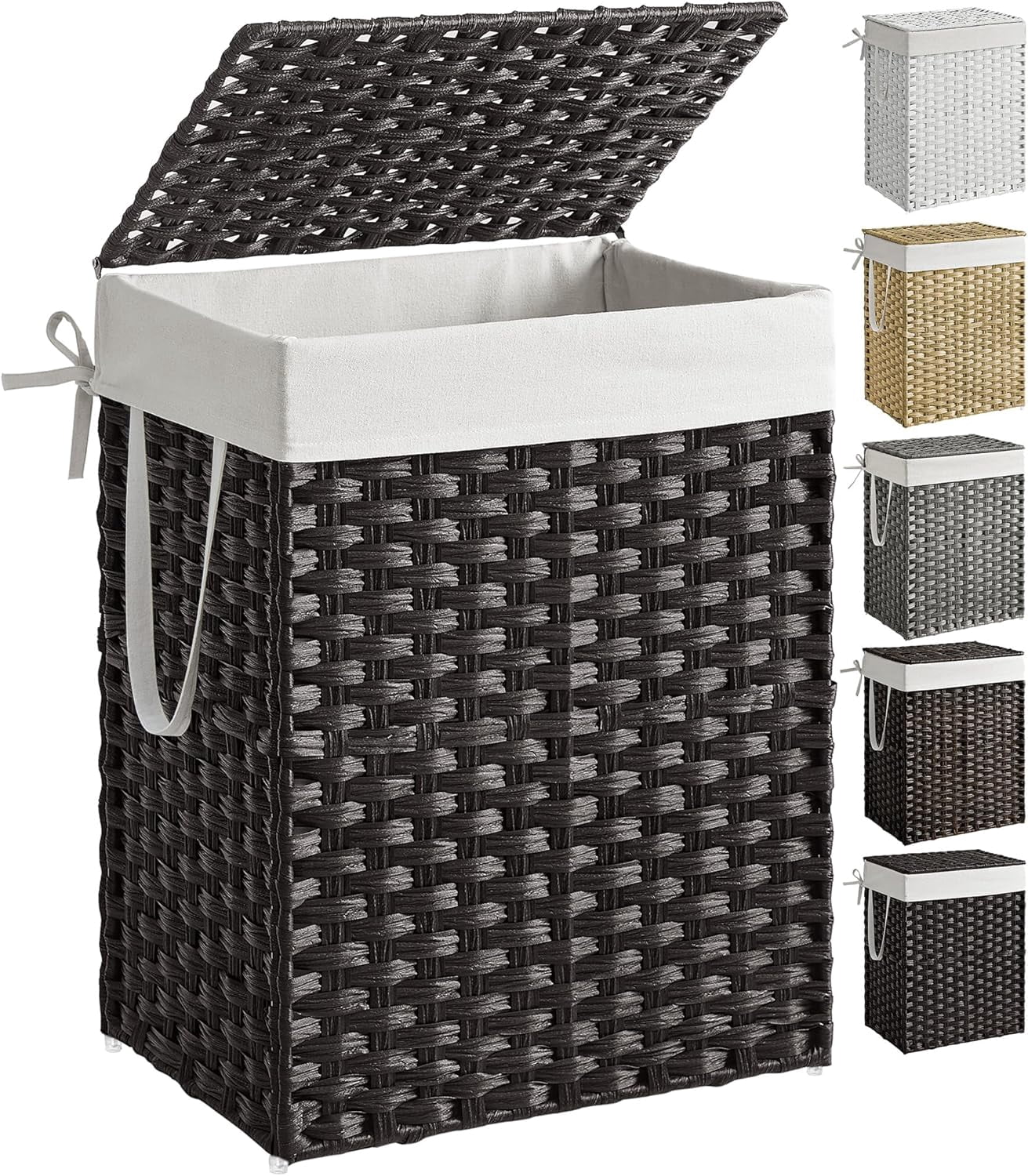 Beran7 Laundry Hamper with Lid, 23.8 Gallon (90 L) Synthetic Rattan