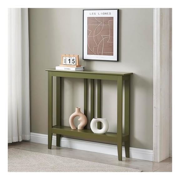 Beran7 - Narrow Entryway Console Table with Storage - Hallway Decor - Wood Console Table for Foyer - Avocado