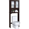 thumbnail image 1 of Beran7  Over The Toilet Storage Cabinet, Free Standing Toilet Rack with Adjustable Shelves and Tempered Glass Doors for Bathroom Washroom, Espresso, 1 of 11